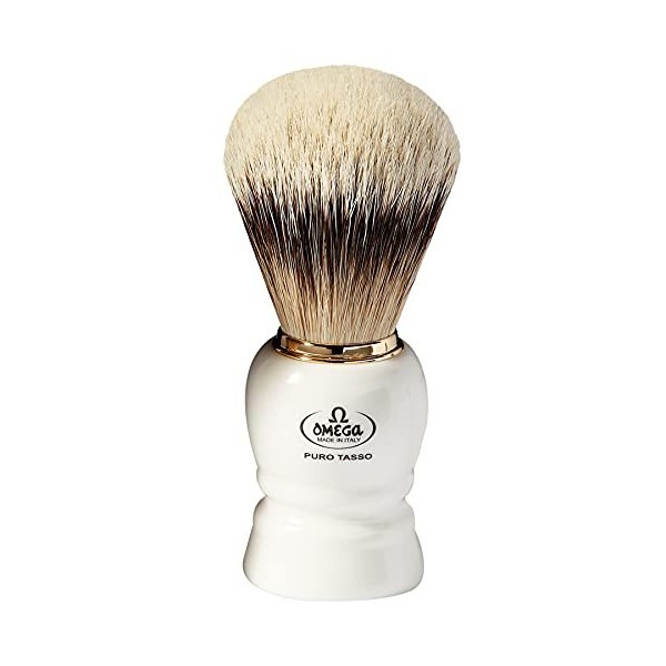 Pinceau de barbe OMEGA en TASSO SILVERTIP avec manche en résine