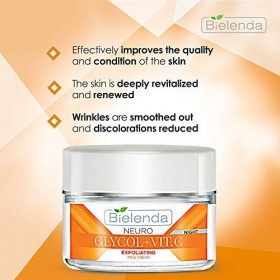 Bielenda glycol + Vit.C crème exfoliante visage éclat de nuit et activateur de jeunesse 50ml Crème Jour et Nuit