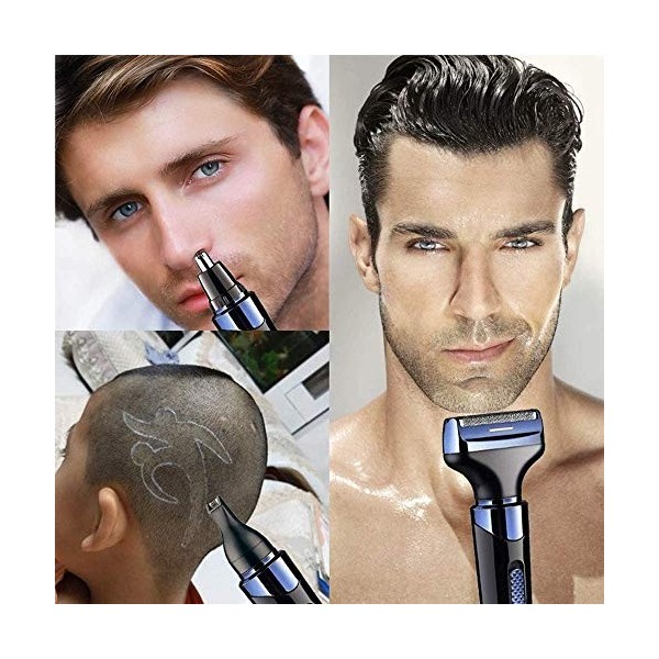 CAFFIA Tondeuse aux cheveux et au nez pour hommes et femmes, 4 en 1, trimmer professionnel rechargeable, dissolvant de cheveu