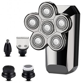 Rasoir électrique pour homme, rasoir électrique humide et sec pour homme 5 en 1 Kit de toilettage Tête flottante Barbe, nez e