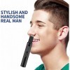 GATASE Tondeuse à poils du nez et des oreilles, rechargeable par USB et indolore pour homme et femme couleur : bleu 