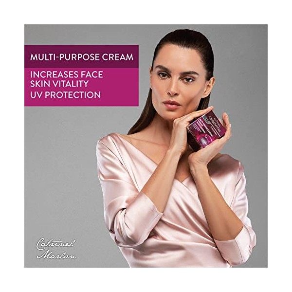 Crème Visage Anti-Rides Intensément Hydratante avec SPF 10, Effet Liftant, Prévient les Taches Pigmentaires, pour Peaux Sèche...