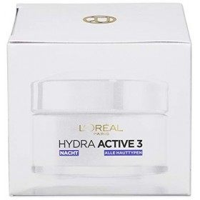 LOréal Paris Hydra Active 3 Soin de nuit avec oméga 3, crème de nuit anti-âge aide à la régénération de la peau, hydrate et 