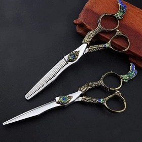 Générique Ciseaux de Coiffeur 6 Pouces Coiffeur spécial Ciseaux de Coiffure Ciseaux Plats Ciseaux à Dents Ensemble Profession