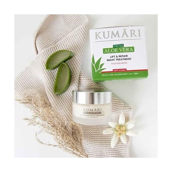 Lift & Repair Night Treatment à laloe vera + Edelweiss raffermit la peau et lisse les rides - Crème de nuit anti-âge végétal ...