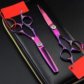 Ciseaux de Coiffure gauchers Couleur Ciseaux de Coiffure Professionnels, Ciseaux à Cheveux, Ciseaux Plats + Ciseaux à Dents 6...