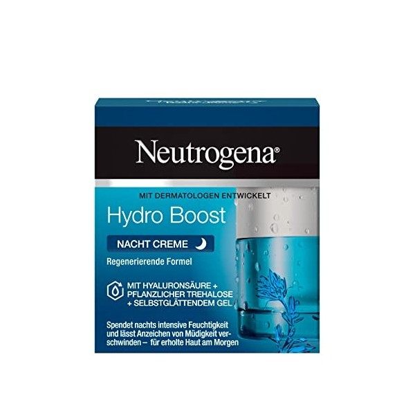 Neutrogena Hydro Boost Crème de nuit, crème pour le visage, crème hydratante, tous types de peau, sans huile, 50 ml Crème Jou...