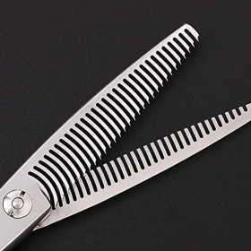 Ciseaux de Coiffure à Dents Double Face Salon de Coiffure Ciseaux de Coiffeur Pompier Argent 440c Bangs en Acier coupés Cisea...