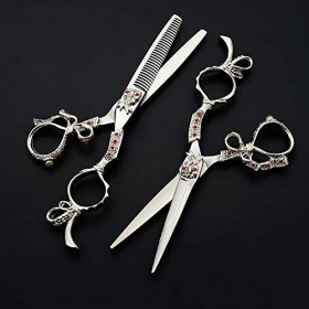 Ciseaux de Coiffeur rétro Ciseaux de Coiffure Professionnels antidérapants Ensemble de Ciseaux à Cheveux, 6InchSet