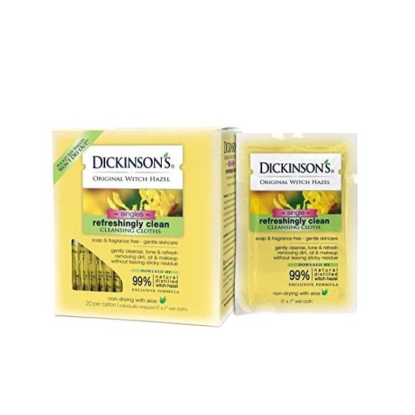 DickinsonS - Dickinson De Witch Hazel Formule Lingettes Avec Aloe - 20 Ea