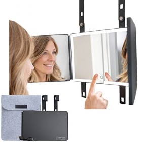 Verivue Miroir 3 positions LED à hauteur réglable avec lumières pour maquillage, cheveux ou rasage, verre HD, hauteur réglabl