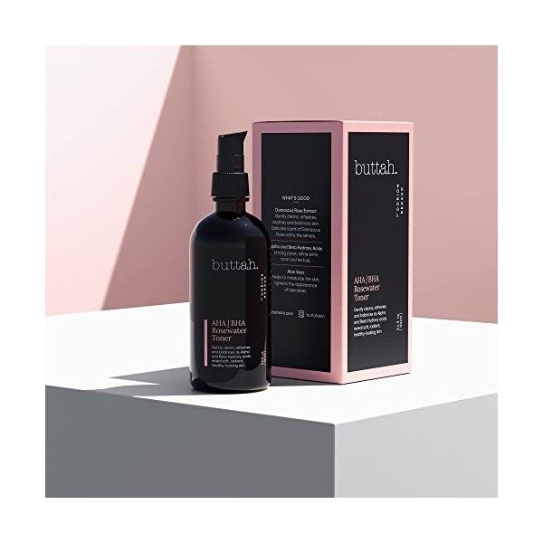 Dorion Renaud Buttah Skin Toner à leau de rose AHABHA Acides Alpha Hydroxy AHA et Beta Hydroxy Acids BHA Tonique rafraîc