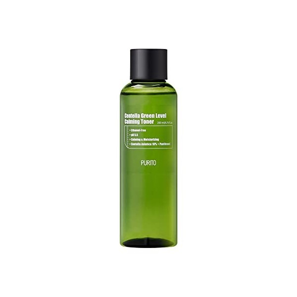 PURITO Centella Vert Level Calming Toner 200ml 6.76fl.oz, toner sans alchhole, Natural Daily Facial Toner, Acne, Toner visage