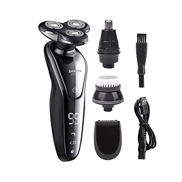 Rasoir électrique 4 en 1 pour homme, rasoir électrique pour homme, tondeuse à barbe, écran LCD, rechargeable, étanche, tondeu