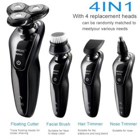 Rasoir électrique 4 en 1 pour homme, rasoir électrique pour homme, tondeuse à barbe, écran LCD, rechargeable, étanche, tondeu