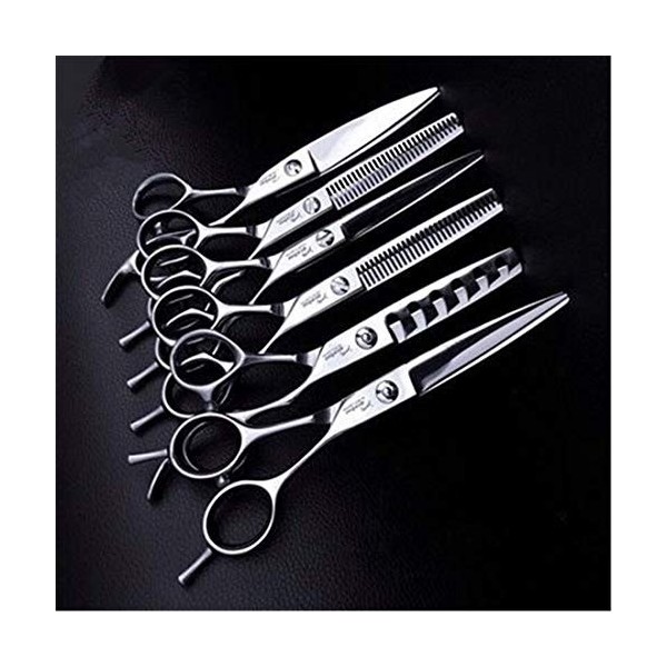 XJST Ciseaux De Coiffure À Cheveux Set, 6 Pièces Set en Acier Inoxydable Ciseaux De Coupe des Cheveux, pour Hommes Femmes Enf