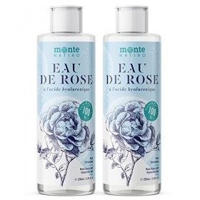 Eau de rose avec acide hyaluronique Monte Nativo 2x200mL 400mL | Cosmétiques naturels pour le nettoyage du visage | Toner v