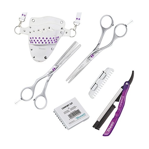 Tondeo Set Left Offset 5.5 Violet tendance Set ciseaux pour le preisbewussten Coiffeur