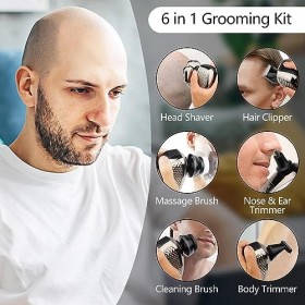 Rasoir électrique pour homme, rasoir électrique 6 en 1 pour hommes chauves, rasoir flottant 9D amélioré tondeuse à tête humid