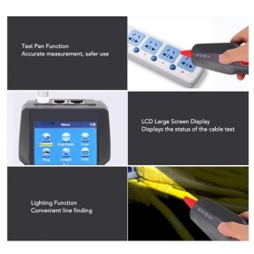 Détecteur de Ligne, Testeur de Câble Réseau AC100-240 V, écran Couleur LCD 2,8 Pouces, Test PING sans Bruit pour Fils Métalli