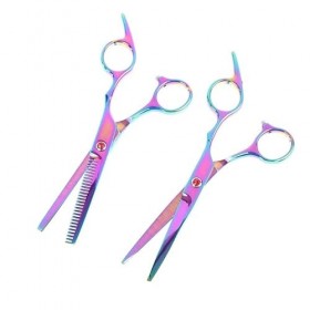 ZCMEB 2STYLES 6 pouces -en-ciel coupées ciseaux de cheveux éclaircissant des ciseaux de coiffure de coiffure coiffure for lo