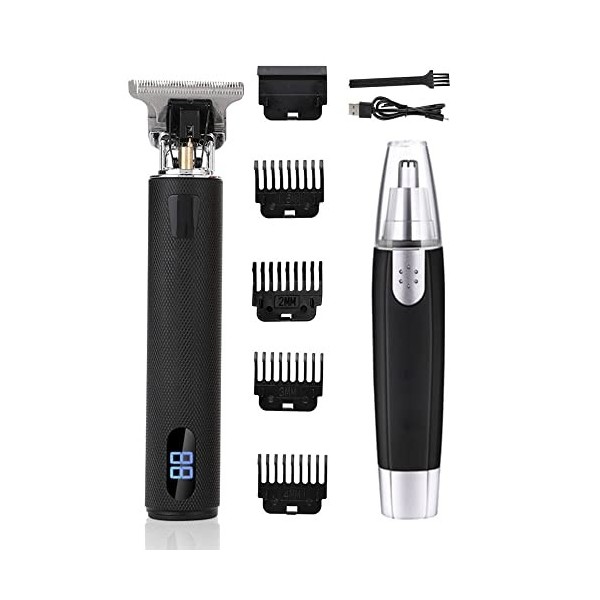 Tondeuse à cheveux for hommes, Tondeuse électrique Tondeuse + Tondeuse à poils de nez Professional Barber Hair Cutter Barbe M