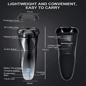 Rasoir, Rasoir électrique for Hommes humides et secs, Rasoir Rotatif sans Fil imperméable IPX7, tête de Lame Flottante 3D, Ra