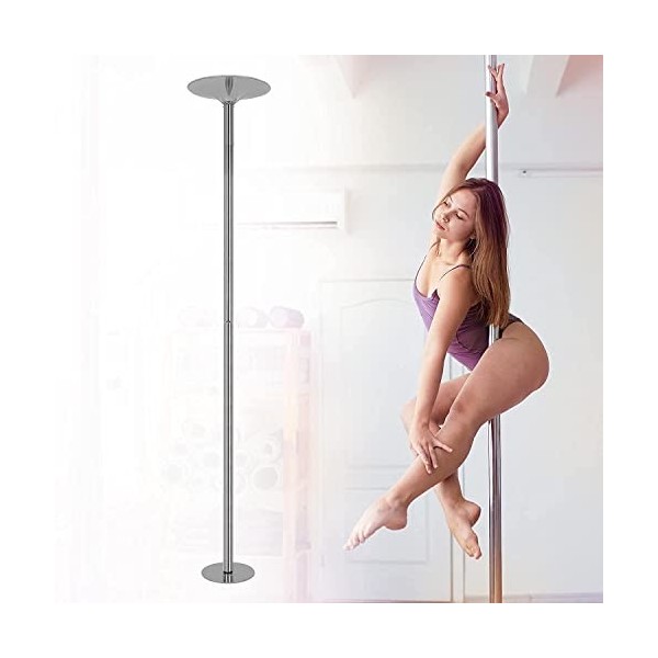 Fly Love Barre de pole dance professionnelle 45 mm, argent, réglable de 2,35 à 2,74 m, en acier, charge maximale 150 kg, port