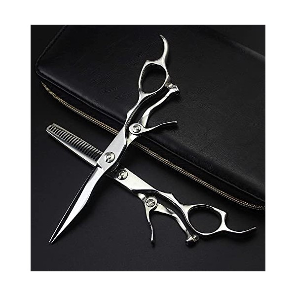 Kit de ciseaux de coupe de cheveux, 6,0 pouces, en acier inoxydable argenté, texture coupée, ciseaux de coiffure personnalisé