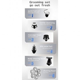 Rasoir électrique 6 en 1 pour homme, rasoir électrique pour tête chauve, rasoir humide et sec pour homme avec classe IPX6 éta