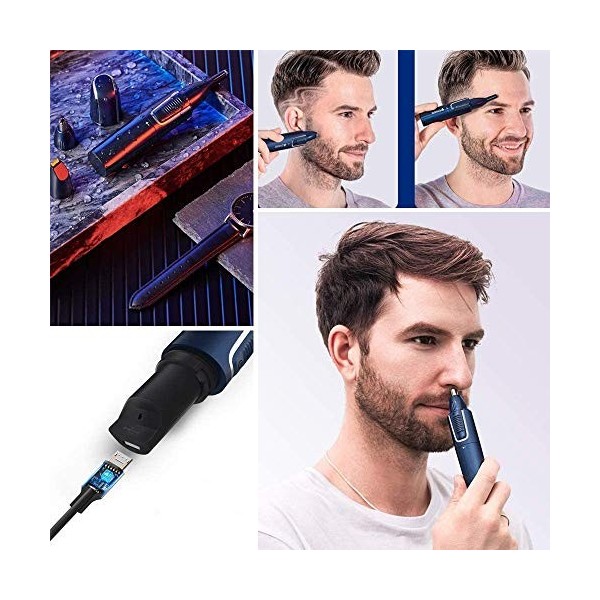 CAFFIA Tondeuse à poils de nez et doreilles, tondeuse à poils de nez professionnelle indolore rechargeable par USB for homme
