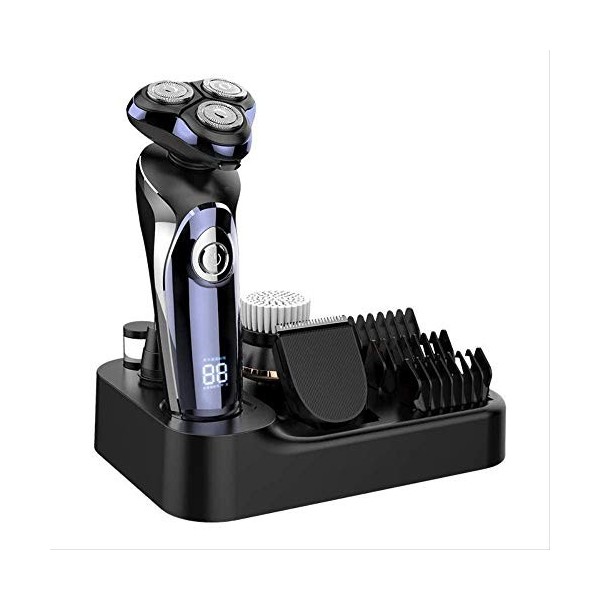 XIXIDIAN Shavers électriques pour hommes, rasoir rechargeable USB étanche Rotary Rotary Shaver Toilettage Kit avec tondeuse à