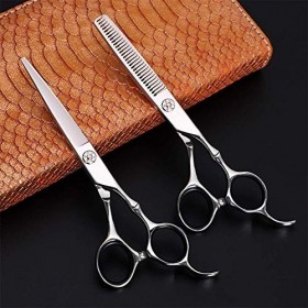 Ensemble de Ciseaux de Coiffeur Professionnel Salon 440c Ciseaux Amincissants pour Coupe de Cheveux Peigne Cutter Cisailles e...