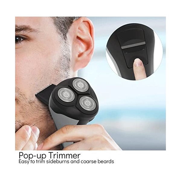 ARTSZY Shavers électriques for hommes, rasoir électrique rechargeable avec coupe-barre pop-up, verrouillage de voyage, LCD Af