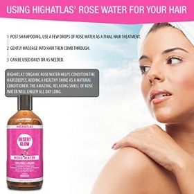 HighAtlas Pure Organic Rose Water par HighAtlas | Toner Facial | 125 ml 100% naturel Moroccan Rose Damascena Water| Alcool -F
