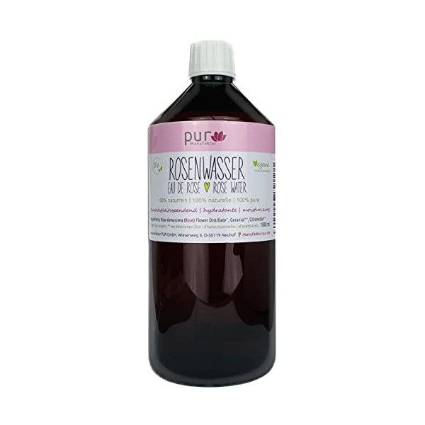 1000 ml deau de rose pure biologique 100% pure hydrolat naturel de rose