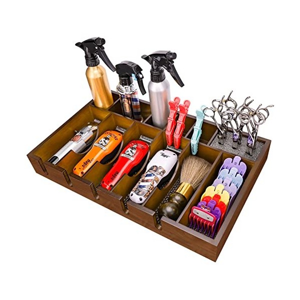 Organisateur de coiffeur avec tiroirs en bois pour ranger proprement vos outils de maquillage bois 