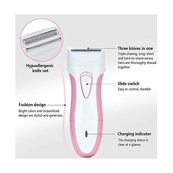 NCRD Épilateur, épilation aux Femmes, Brosse de Nettoyage Facial, Rasoir de Femmes, Humide et Sec, Rechargeable