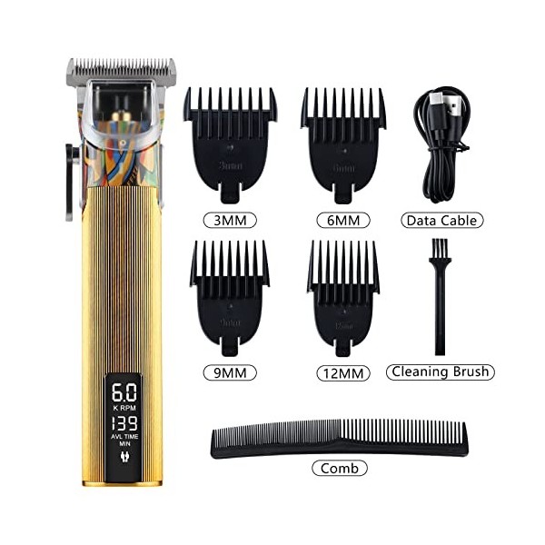 Tondeuse à Cheveux pour Homme, Graffiti T Blade Tondeuse à Cheveux pour Homme, Tondeuse sans Fil Rechargeable USB, kit de Cou