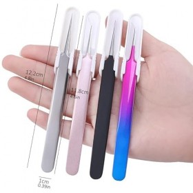 Pinces à épiler acier inoxydable or bleu pour extension de cils haute précision extension de cils pinces à épiler fine pointe...