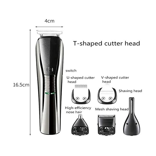 WYKDL Tchippers à Cheveux sans Fil, 6 en 1 USB Kits de Coupe de Cheveux Rechargeables, kit de toilettage corporel, Trimmer de