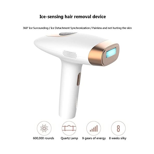 Épilateur à Lumière, Laser Epilation Definitive, 9 Niveaux Énergie Épilateur Electrique pour Hommes/Femmes/Visage/Corps/Maill