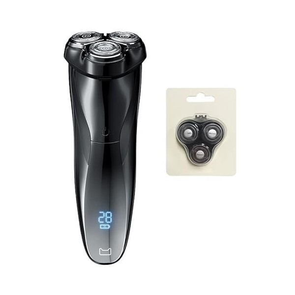 Rasoir électrique pour hommes, rasoir électrique 3D pour hommes IPX7 étanche humide sec double usage écran LCD visage barbe r