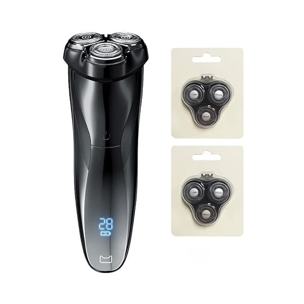 Rasoir électrique pour hommes, rasoir électrique 3D pour hommes IPX7 étanche humide sec double usage écran LCD visage barbe r