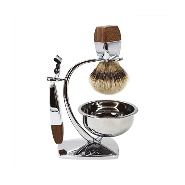 GHQYP Pratique Supports De Brosse De Rasoir pour Hommes, Ensemble De Blaireau Silvertip De Haute Qualité, Support De Rasage p