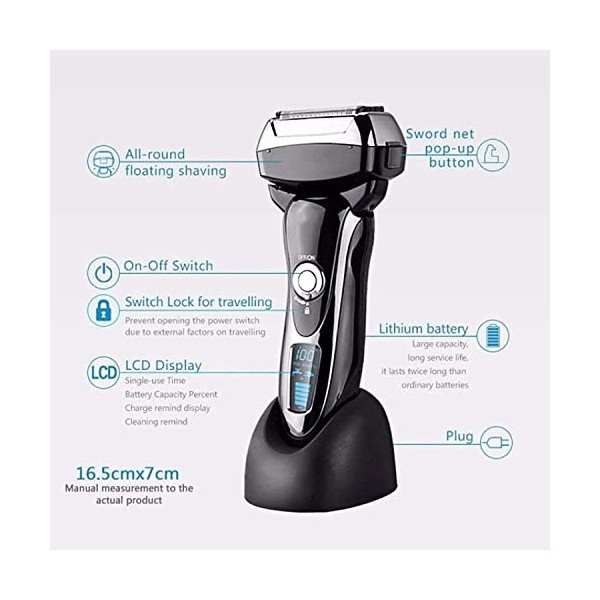 GATASE Shaver Electric Alternative Alternative Rechargeable Whole Corps Washing Shaver Male Smart Digital Affichage Grand