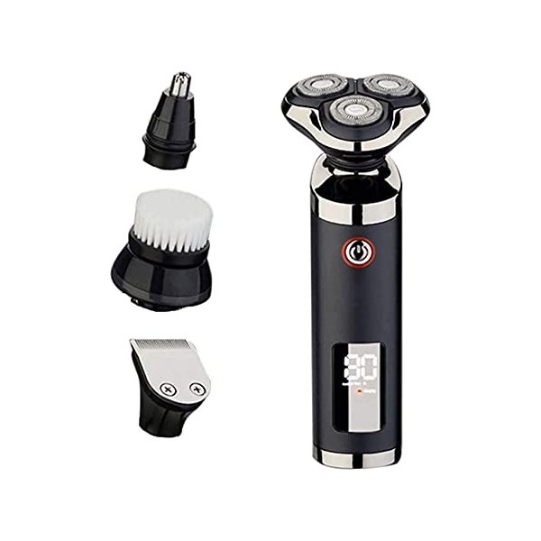 XIXIDIAN Razor électrique pour Hommes, Conception rotative 3D, 4 en 1 Rasoir électrique Rechargeable sans Fil avec Tondeuse à