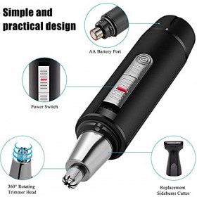 CAFFIA Tondeuse à poils doreilles et de nez for homme, système de nettoyage professionnel des cheveux nasaux rechargeable pa