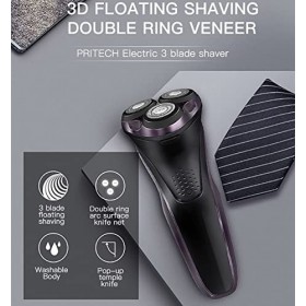 Rasoir électrique pour hommes, rasoir électrique rechargeable par USB IPX7 étanche 3D flottant rasage portable tondeuse à bar