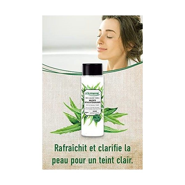 alkmene Lotion tonique visage à laloe vera bio - Lotion nettoyante visage pour tous types de peau - végan sans silicones, pa